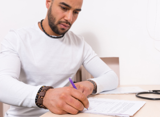Man booking into rehab