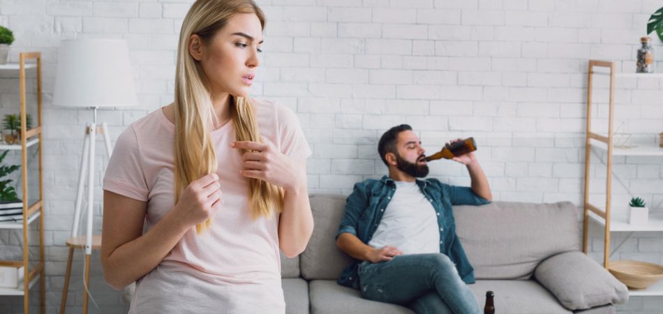 Woman with alcoholic partner